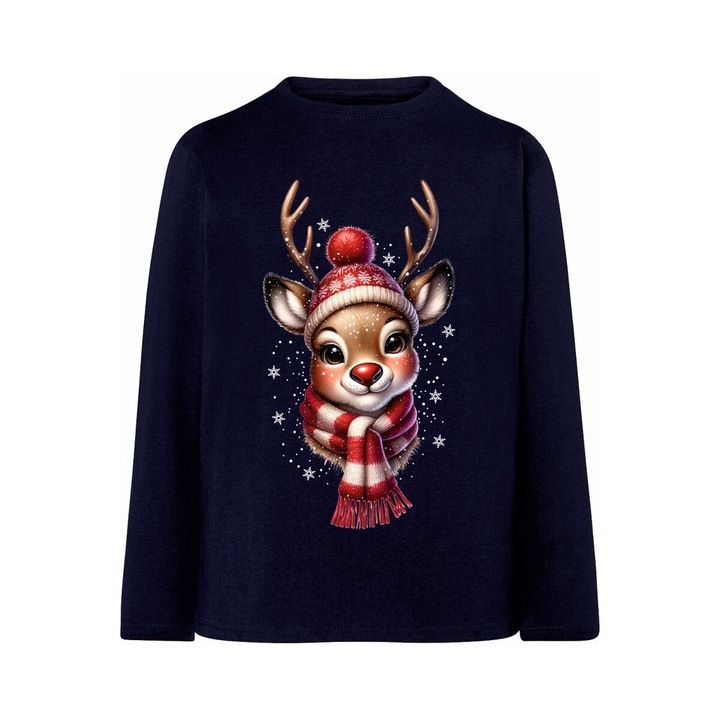 Tup Tup hosszu ujju nyomott bluz, pamut, karacsonyi, sotetkek, Tengerészkék