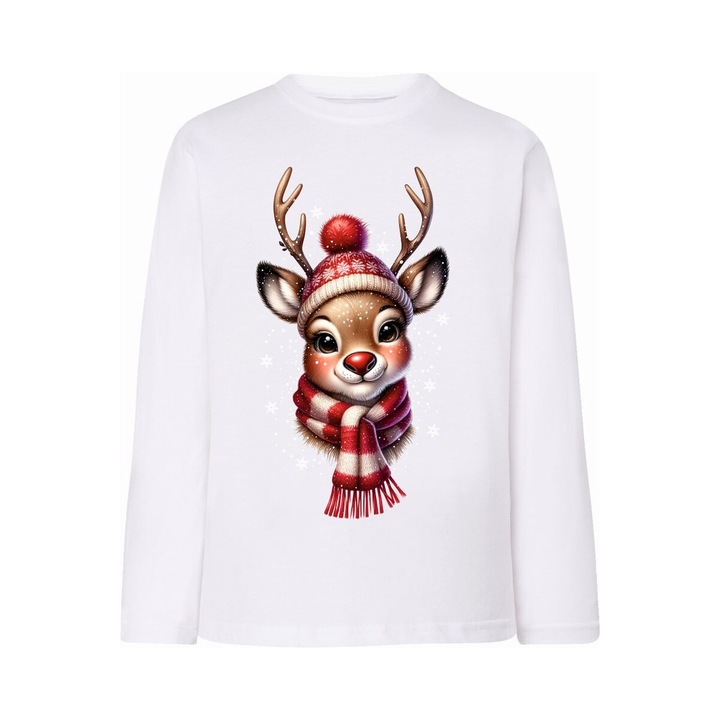 Tup Tup hosszu ujju nyomott bluz, pamut, karacsonyi, feher, Fehér