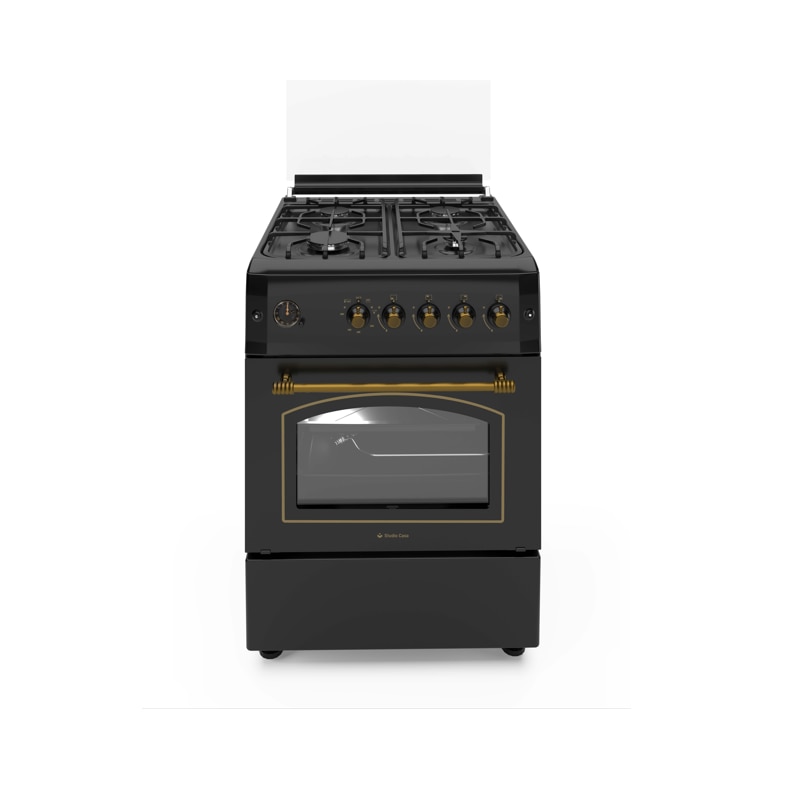 Aragaz rustic 4 arzatoare gaz, Cuptor pe gaz, 60x60cm, Studio Casa SIERRA VIVA, Rotisor, Grill gaz, Ventilatie Turbo, gratare fonta, culoare antracit