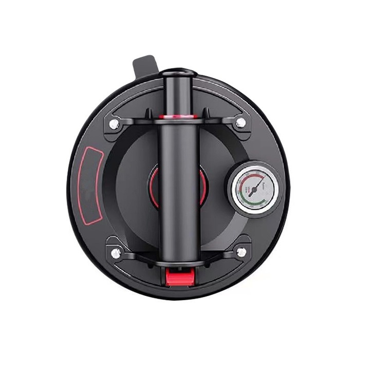 Вендуза за почистване на стъкло, наблюдение на манометъра в реално време, голям диаметър 205 mm, адсорбира различни материали, удебелена гума, черна