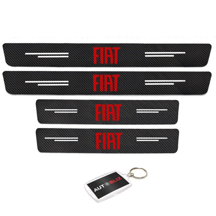 Fiat karbon küszöbvédő szett, Autobliz kulcstartóval