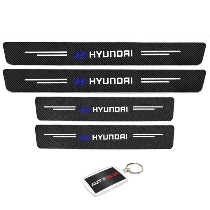 Hyundai karbon küszöbvédő szett Autobliz kulcstartóval