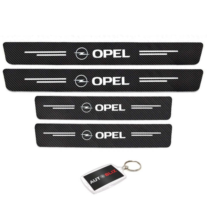 Opel karbon küszöbvédő szett Autobliz kulcstartóval