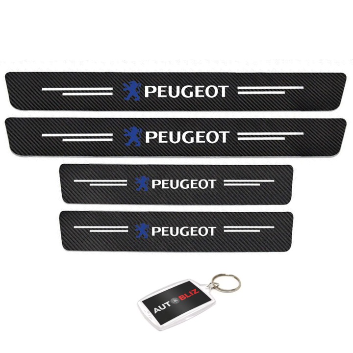Peugeot Carbon küszöbvédő szett Autobliz kulcstartóval