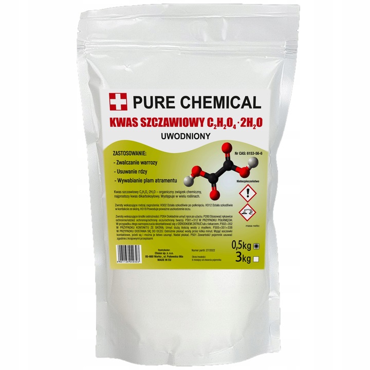 Acid Oxalic, Pure Chemical, Acid Etanodic, Formula Chimica C2H2O4.2H2O, Dihidrat, Fara Aditivi, Solubil In Apa Si Etanol, Combaterea Varroazei In Apicultura, Albirea Mobilierului, 0.5 kg