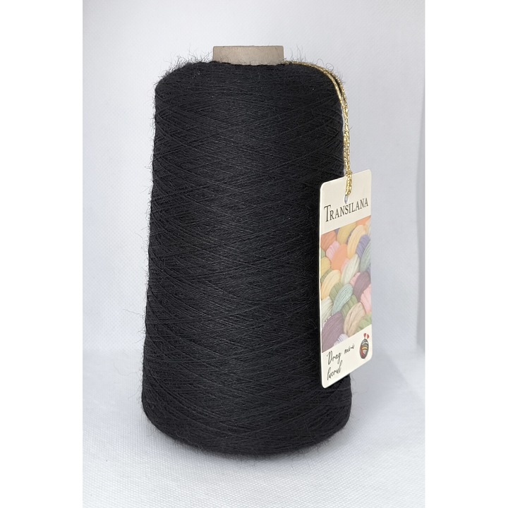 Fir pentru tesut, Transilana, 100% lana, culoare Negru T3015, 250g, 2250m