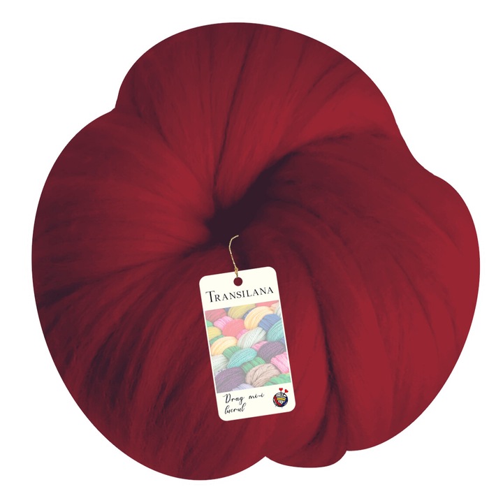 Banda lana, Transilana, 100% lana merinos, culoare Bordo D2006, 250g, 25m