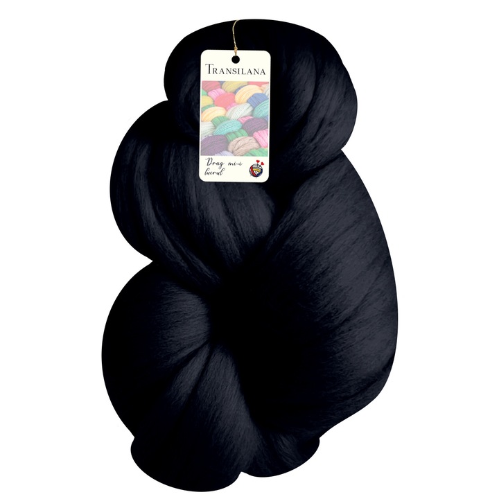Banda lana, Transilana, 100% lana merinos, culoare Negru G1008, 100g, 4m