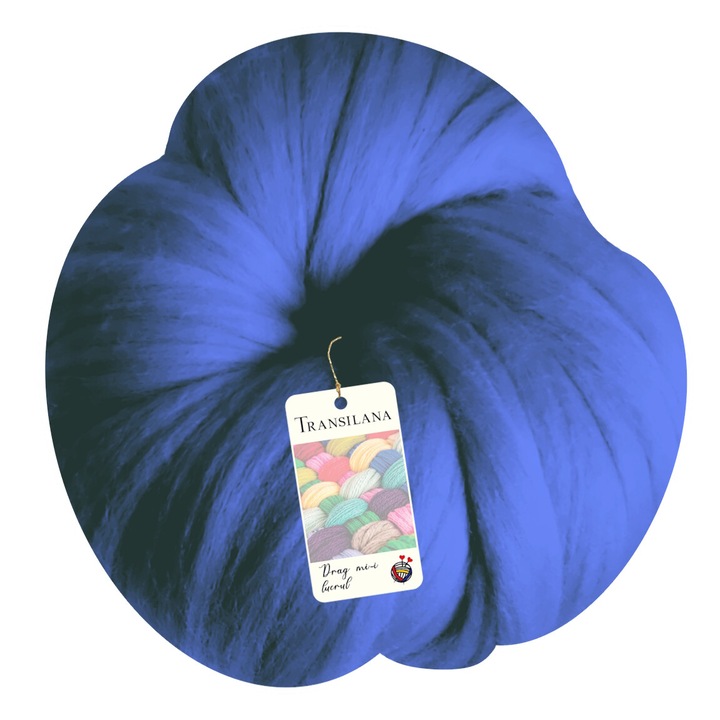 Banda lana, Transilana, 100% lana merinos, culoare Albastru regal D2014, 250g, 25m