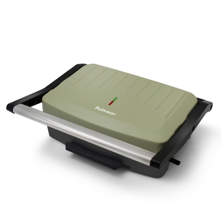 Sandwich maker Rohnson R2122G, 23x15 cm, 1000W, finisaj antiamprenta, deschidere 105°, verde