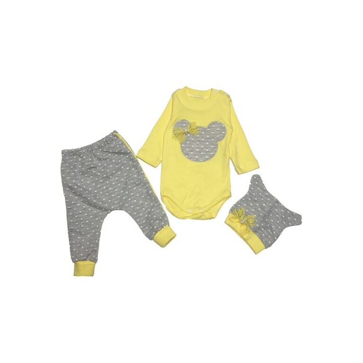 Set 3 piese, Elci Baby, pentru bebelusi, caciula, pantaloni & body Minnie, 68cm