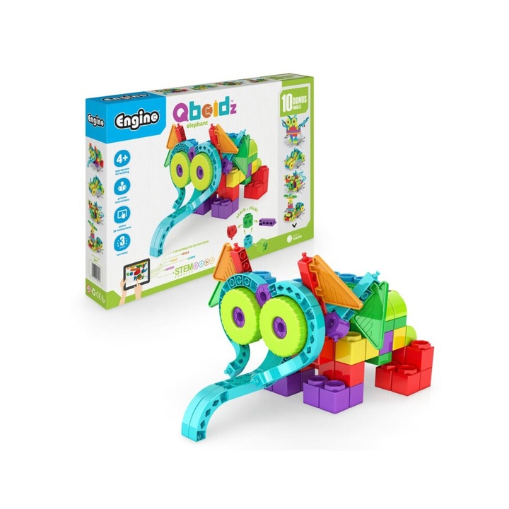 Set de constructie Engino Qboidz "elefant" cu 10 modele suplimentare, 170 piese, 4 ani, multicolor
