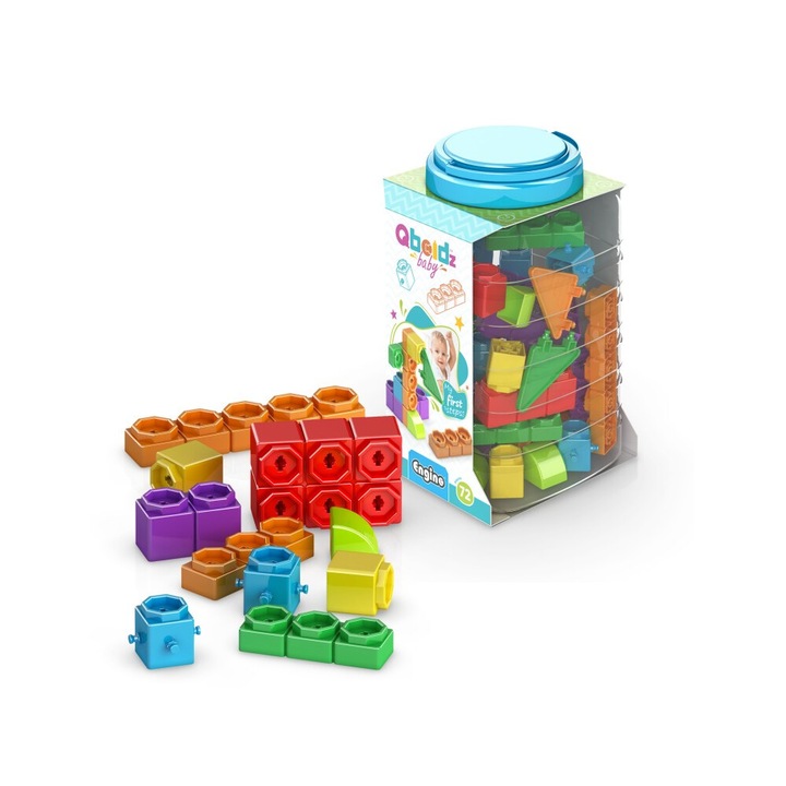 Set de constructie Engino Baby Qboidz - Ta prota mou bemata, 72 piese, 2 ani, multicolor
