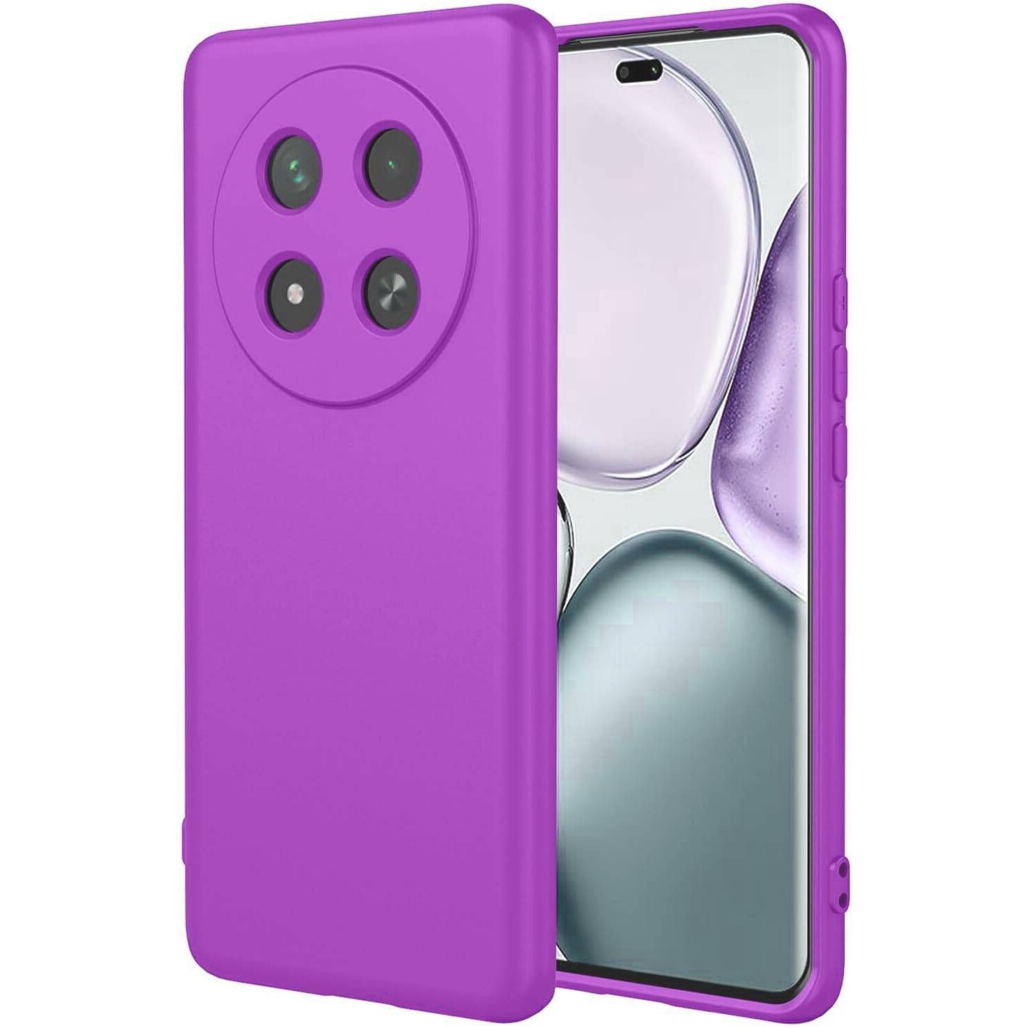 Husa pentru Honor Magic 7 Lite Liquid Silicone subtire captusita cu microfibra anti amprenta protectie camera foto Mov