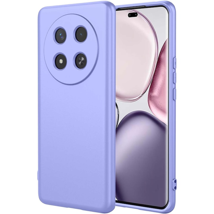 Калъф за Honor Magic 7 Lite Liquid Silicone тънък подплатен с микрофибърна защита на камерата против пръстови отпечатъци Lavender