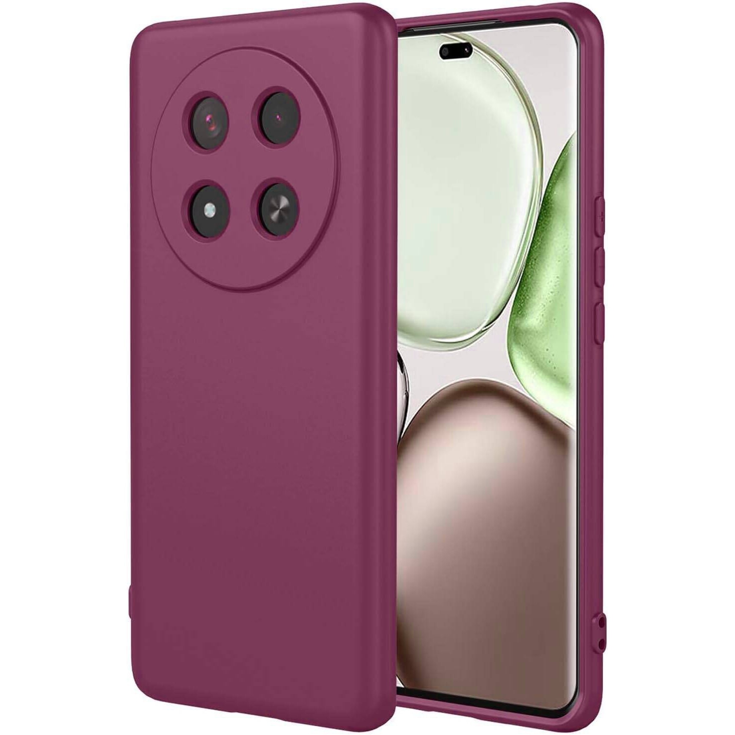 Husa pentru Honor Magic 7 Lite Liquid Silicone subtire captusita cu microfibra anti amprenta protectie camera foto Bordeaux