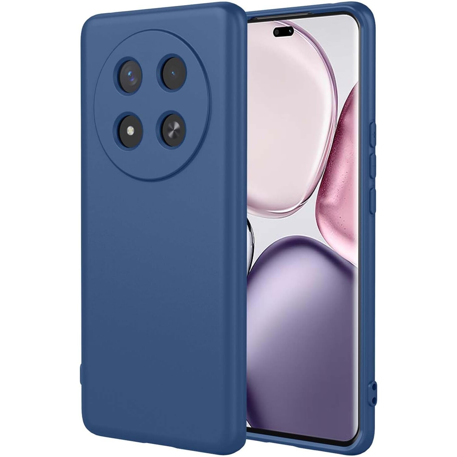 Husa pentru Honor Magic 7 Lite Liquid Silicone subtire captusita cu microfibra anti amprenta protectie camera foto Albastru