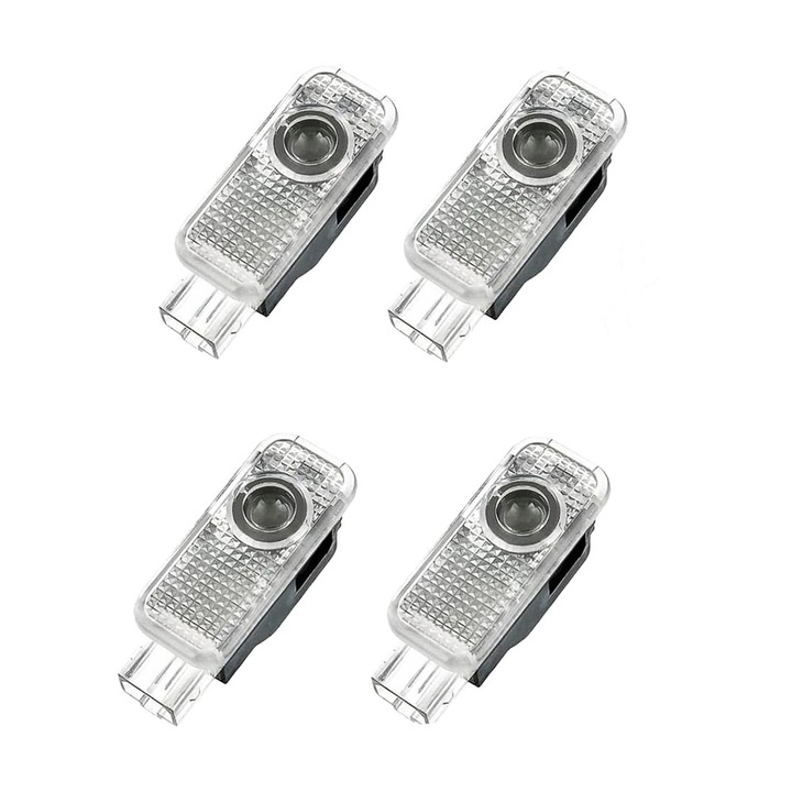 Set 4 Proiectoare LED pentru Usi Auto, Logourile led sunt dedicate Audi A3, A4, A5, A6, A7, Q3, Q5, Q7, lampi pentru portiera auto, Plug and Play, OUYLAF, Alb