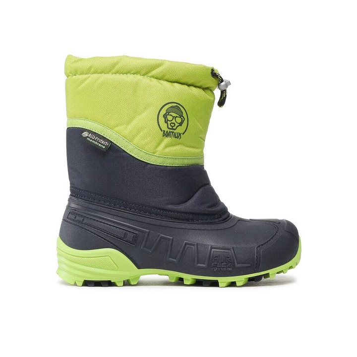 Cizme copii, Boatilus, 06141, Sintetic, Verde/Negru, 36-37 EU