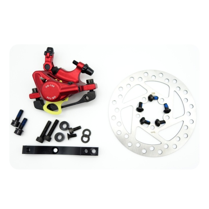 Xtech HB100 caliper rosu + disc 120mm + adaptor negru pentru Xiaomi M365 / M365 PRO / PRO 2 / 1S / Essential