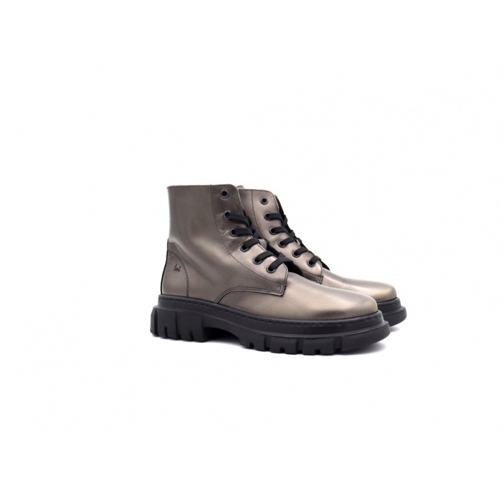 Ghete femei, GINEVRA 2G998, Lui Shoes, piele naturala, steel, Argintiu