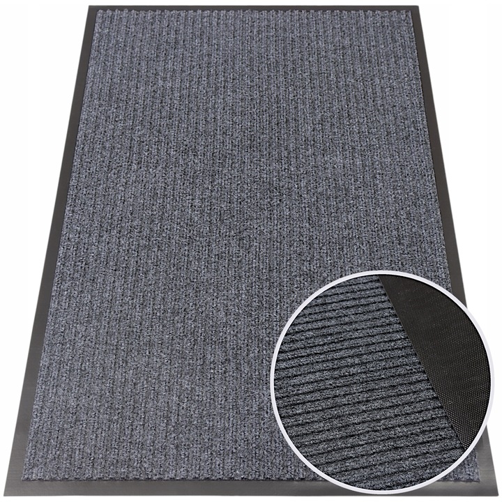 Covoras de Intrare Antiderapant si Absorbant – 80x120 cm - Decorator HOME - Gri, pentru Interior si Exterior, Rezistent la Murdarie si Umezeala, Usor de Curatat