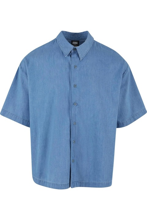 Urban Classics Férfi ing, égszínkék mosva, Melange indigókék