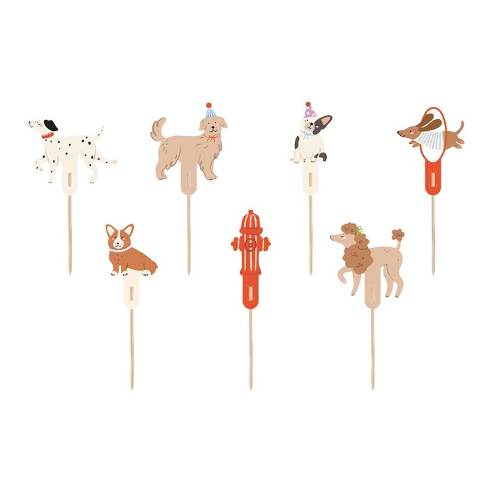 Комплект 7 топера за кексчета Puppies, 7-9,5 см, Puppies Party