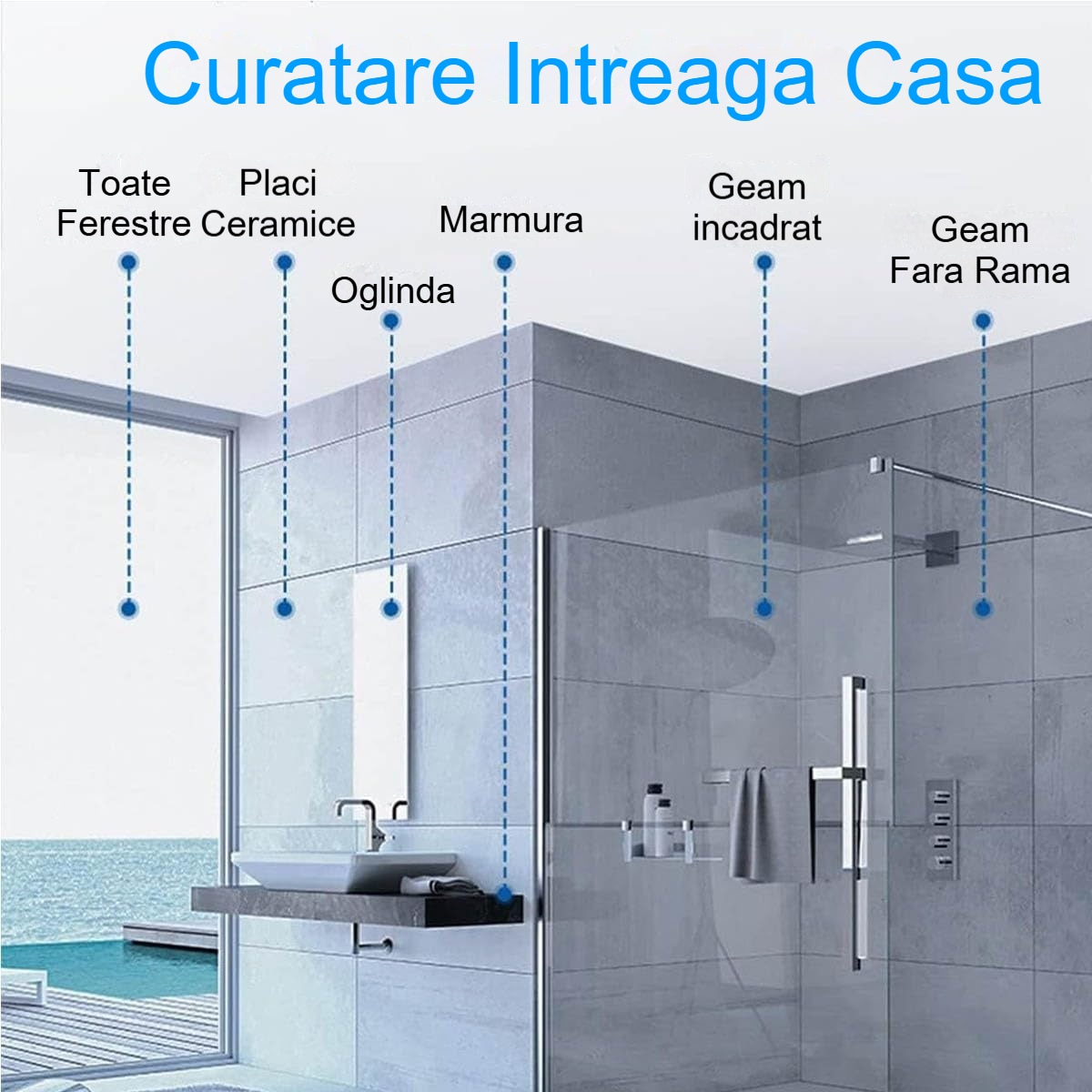 Robot Curatare Geamuri, Fudisenn®, Poate fi actionat de la distanta, tehnologie duala de pulverizare, sistem anti-urme si control inteligent, 3000Pa, Alb