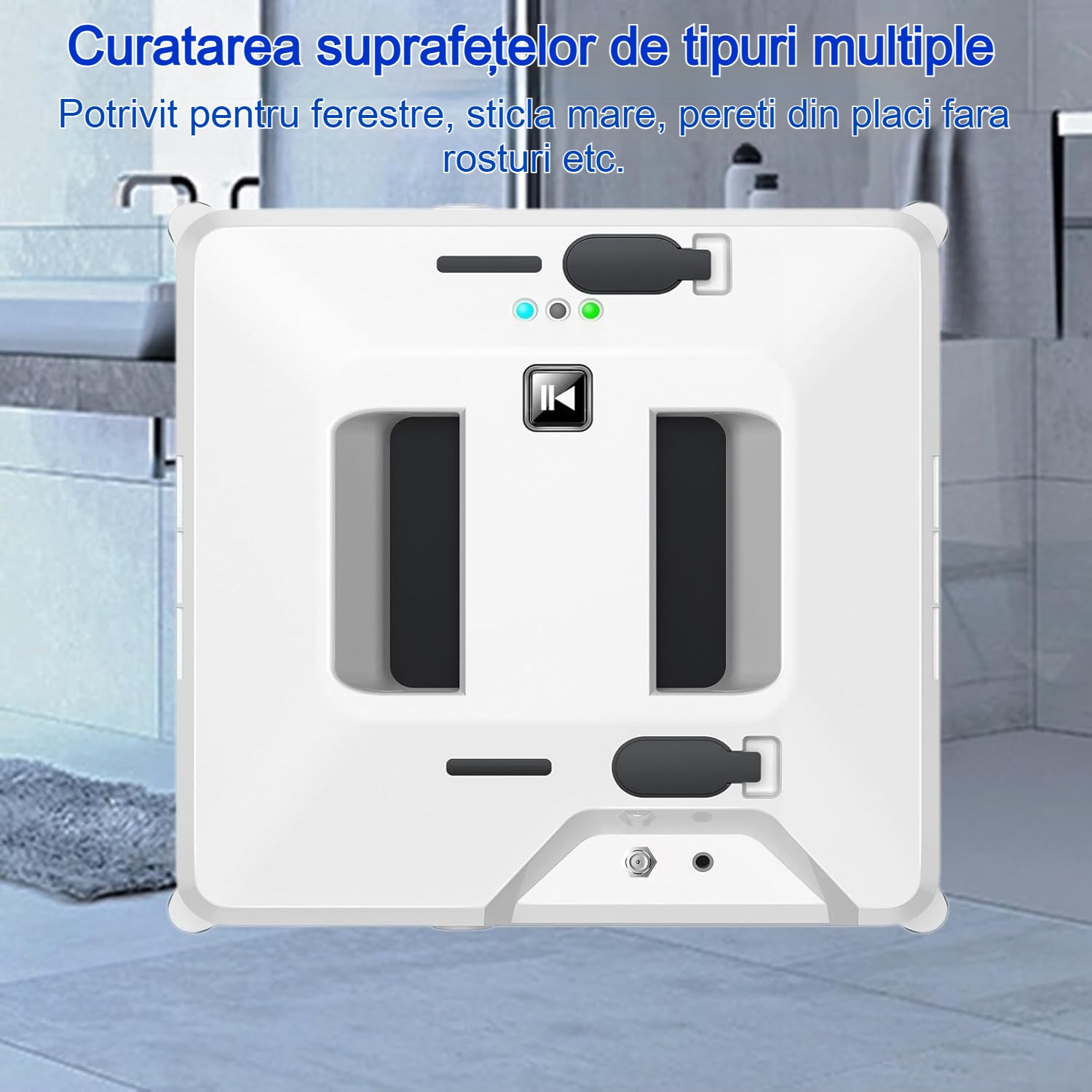 Robot Curatare Geamuri, Fudisenn®, Poate fi actionat de la distanta, tehnologie duala de pulverizare, sistem anti-urme si control inteligent, 3000Pa, Alb