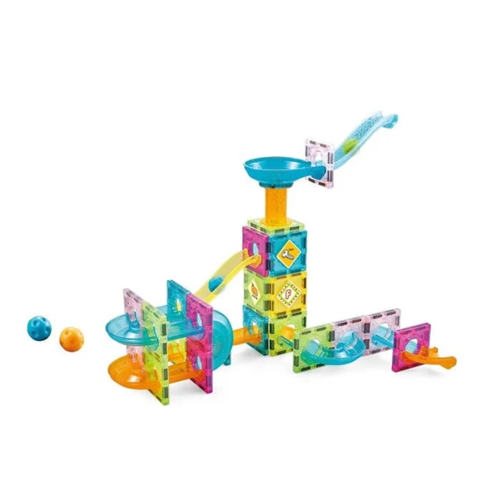 64 db Mágneses építőelem készlet, tárolódoboz, Kreatív és oktató játék gyerekeknek