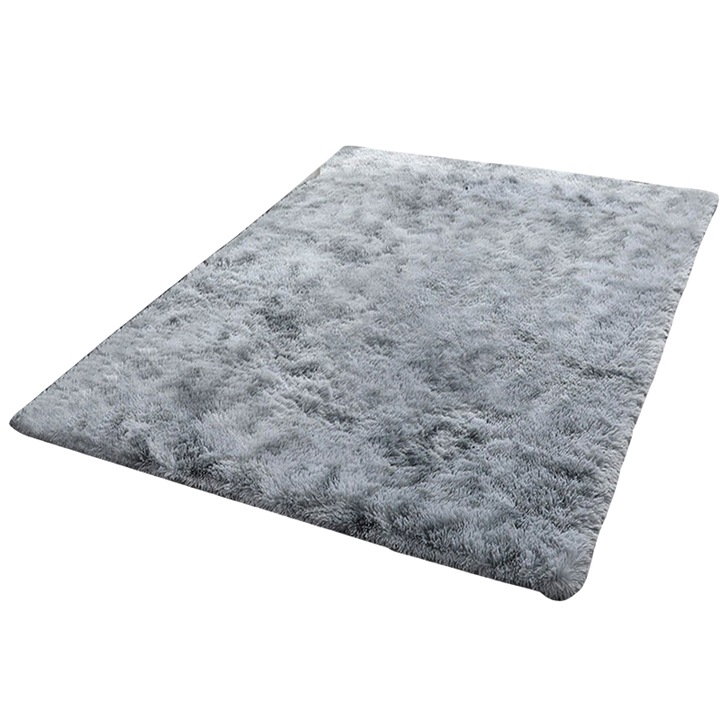 Шаги килим RorAem, светлосив, 160x200 см, мек, нехлъзгащ се, за закрито