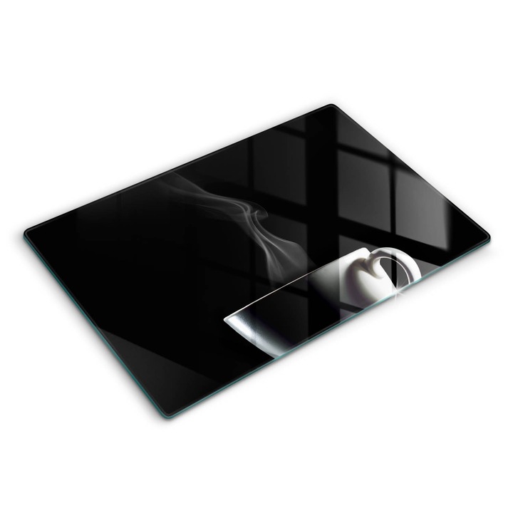 Dekoratív üveg, Wallfluent, Egy csésze tea, fekete fehér mintás, 80x52 cm, 010010530040000004709