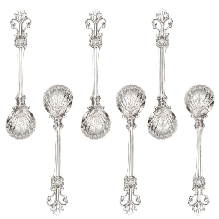 Wisolt vintage kanálkészlet, rozsdamentes acél, 6 db, 9,8x1,9 cm, kagyló alakú faragott kivitel