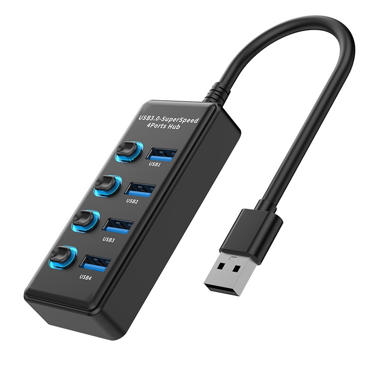 4-портов USB удължител, 5Gbps трансфер на данни, Plug-and-Play, ефективно охлаждане