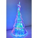 Decoratiune lux Craciun, brad cu lumini in cutie roz cadou, LED holografic, 38 cm x 18 cm, alimentare USB