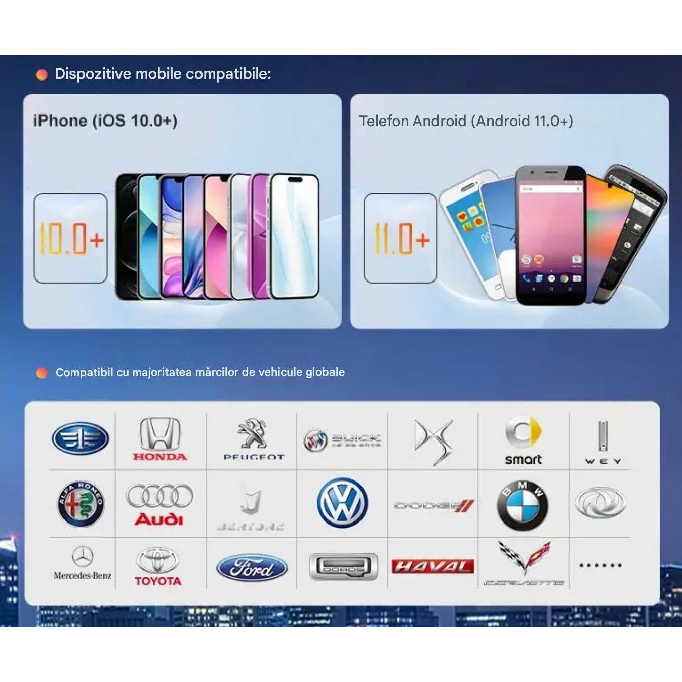 Adaptor Wirless CarPlay Android Auto, 4Gb Ram 64 Gb Memorie, 8 Core ...