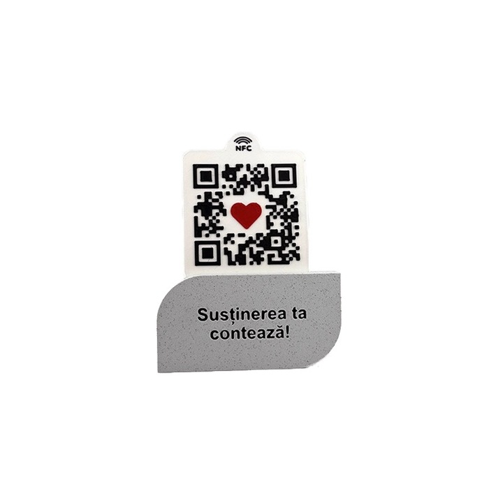 Suport recenzii card Google/Facebook/Instagram, cod QR si NFC, Scanare Usoara cu Telefonul, link cu valabilitate permanenta, alb, 3D Market®