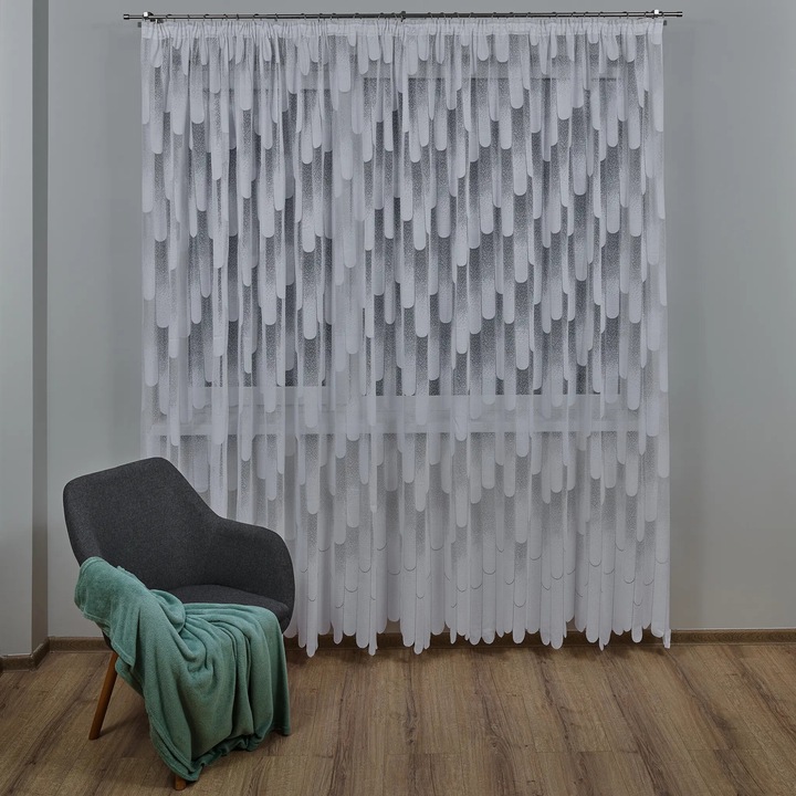 Fehér natúr mintás húsvéti függöny, 250x240 cm