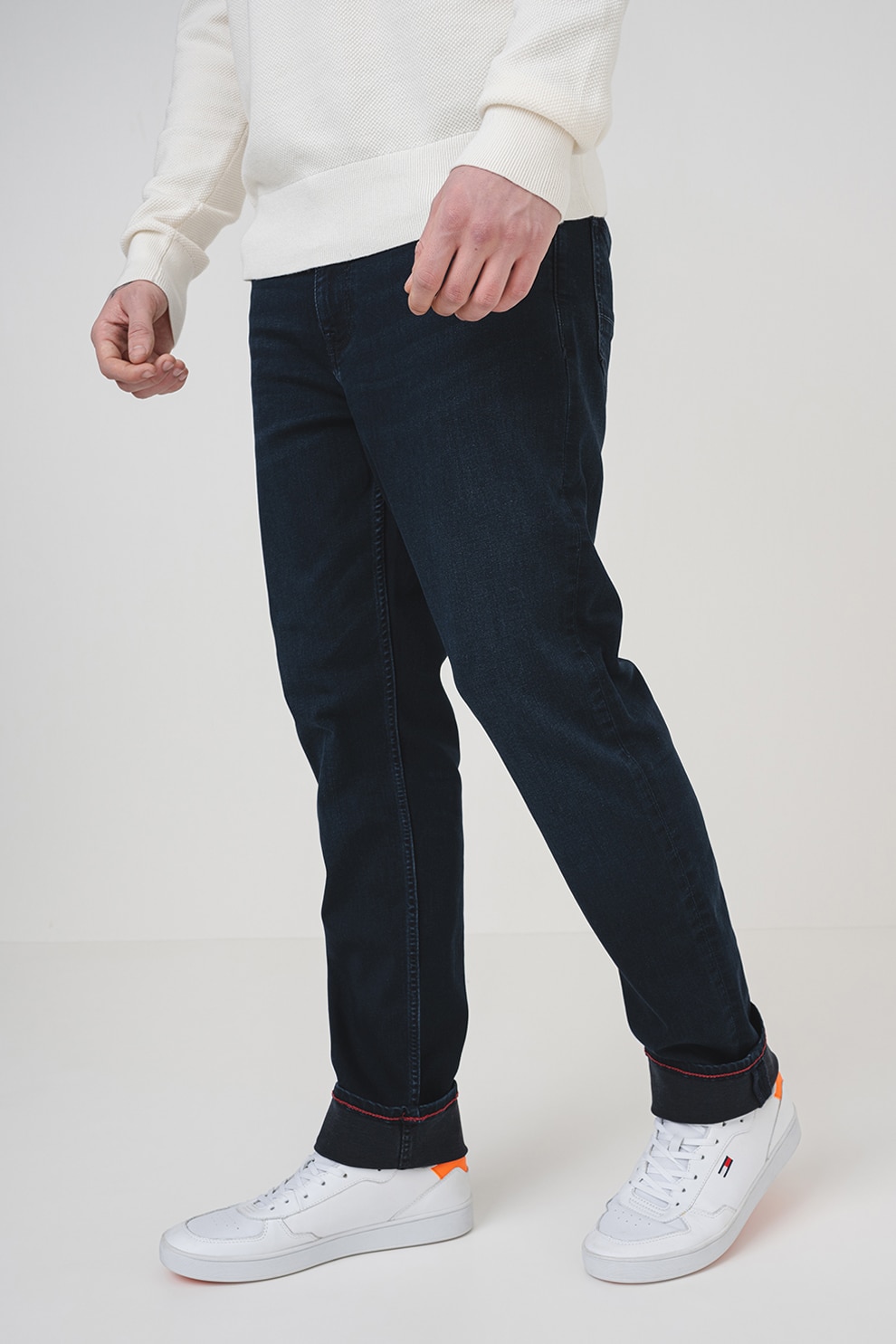 Tommy Hilfiger, Blugi drepti din amestec de bumbac, Bleumarin, W34-L32