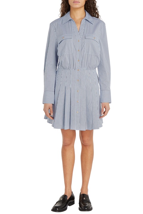 Tommy Hilfiger, Разкроена рокля-риза, Бял/Ментово зелено