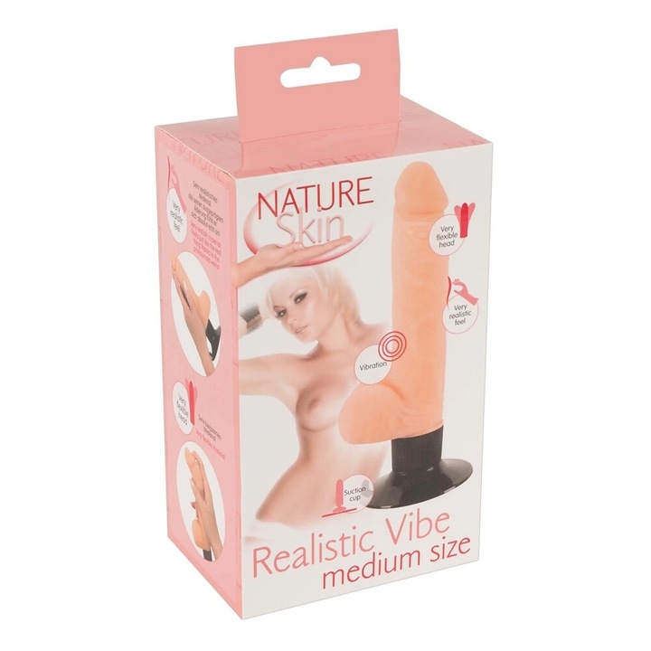 Vibrator Natural, Nature Skin, 21cm, TPE, ABS, PVC, 3-4cm