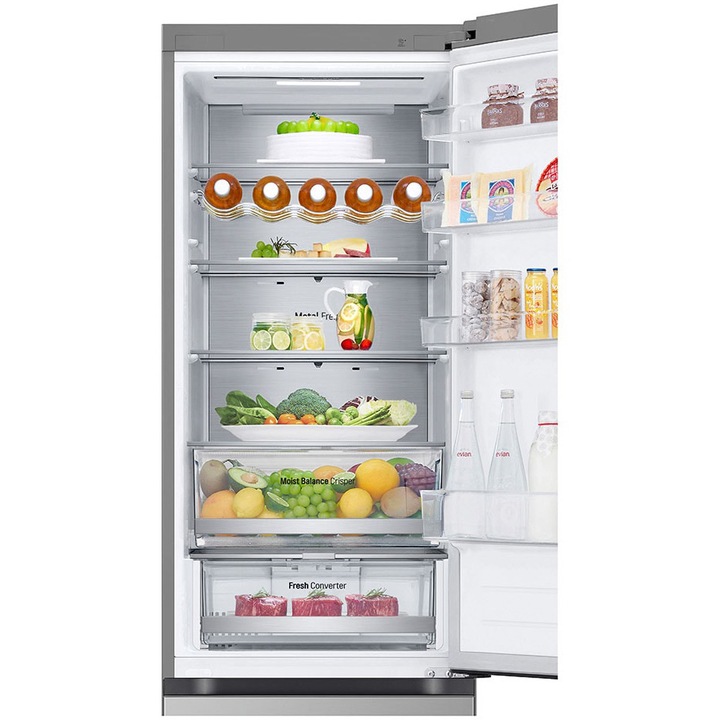 Combina Frigorifica GBV5250DPY, 387 l, No Frost, E-Micom, DoorCooling+, Compresor Smart Inverter, SmartThinQ, Clasa D, H 203 cm, Argintiu