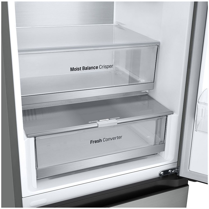 Combina Frigorifica GBV5250DPY, 387 l, No Frost, E-Micom, DoorCooling+, Compresor Smart Inverter, SmartThinQ, Clasa D, H 203 cm, Argintiu