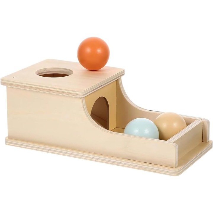 Wacorresi, комплект монтесори с 1 кутия и 3 топки, дървена, 6-12 месеца