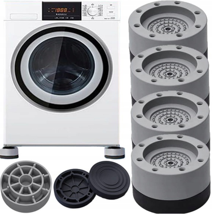 Set 4 suporturi anti-vibrati din cauciuc, Gri