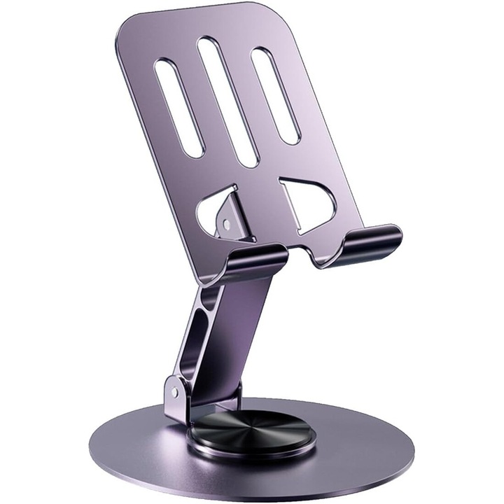 Стойка за настолен телефон, метална, въртяща се на 360, свободностояща, лилава