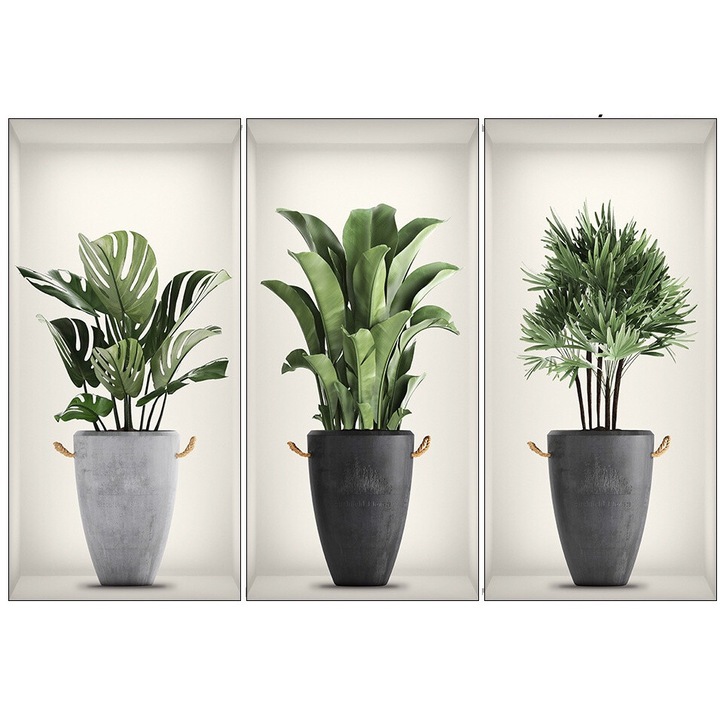 Stickere decorative Feicaeesa 3D plante verzi, set, natura, perete