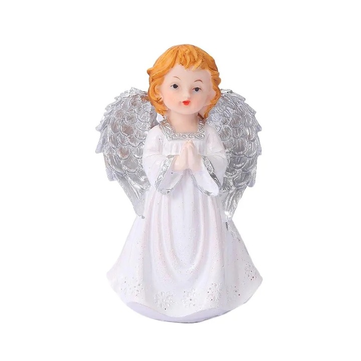 Figura, Angyal modell szárnyakkal, AONYIYI, gyanta, lakberendezés, finom részletek, 15x25cm