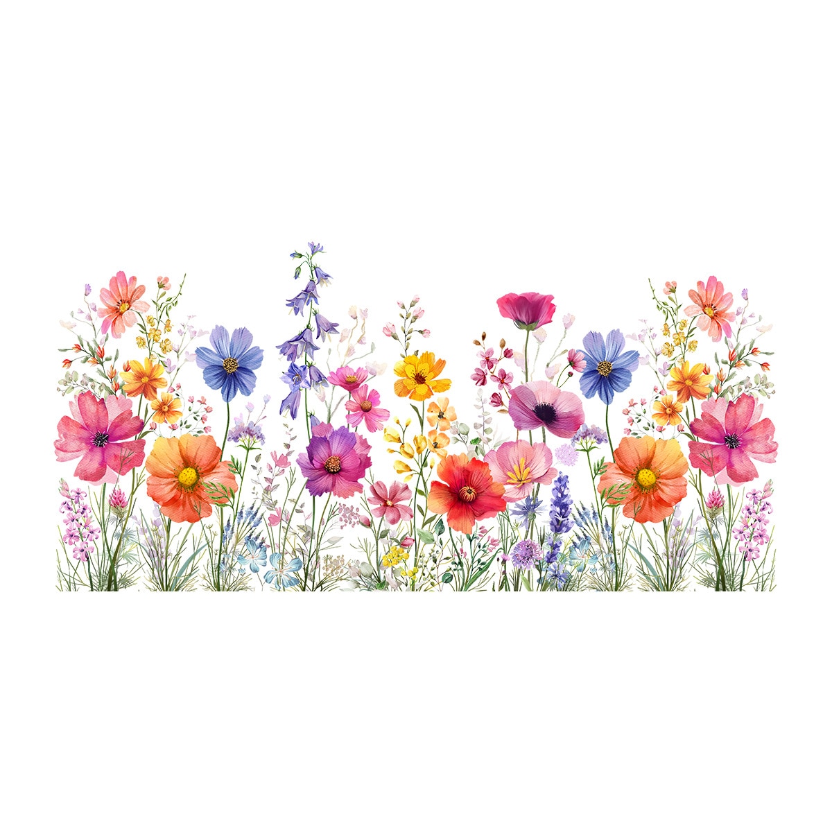 Sticker decorativ Feicaeesa, flori colorate, 60x30cm, fereastra ...